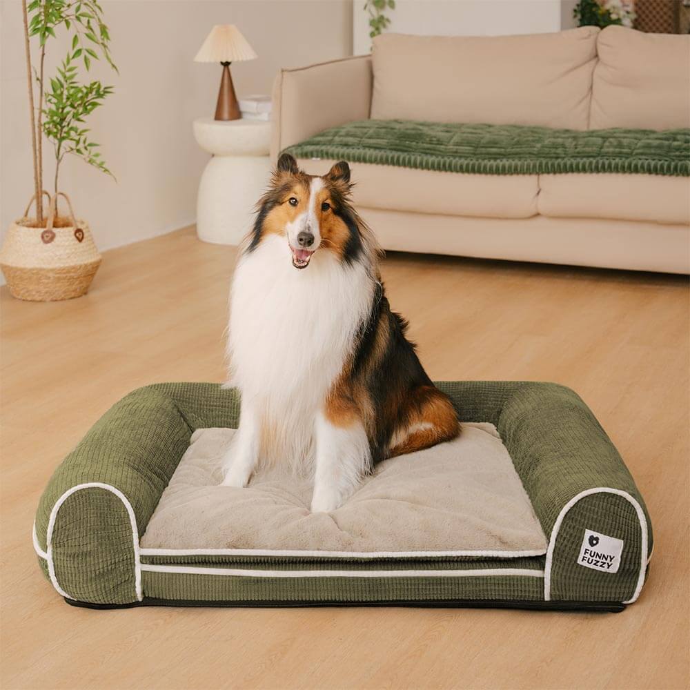 Canapé-lit orthopédique double couche en flanelle pour chien