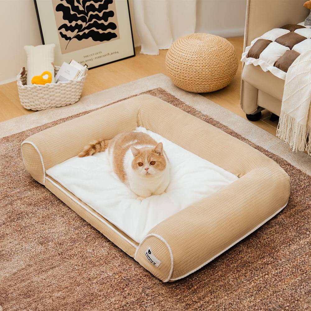 Canapé-lit orthopédique double couche en flanelle pour chien