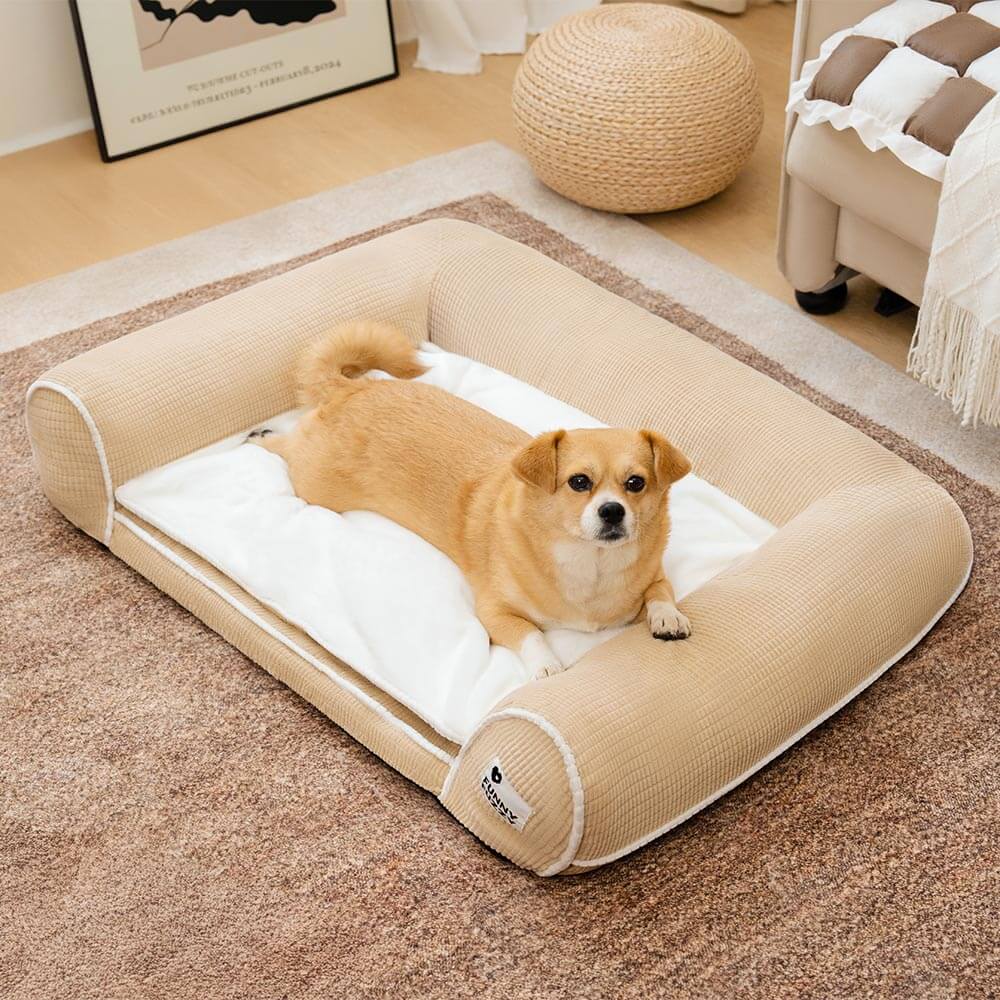 Canapé-lit orthopédique double couche en flanelle pour chien