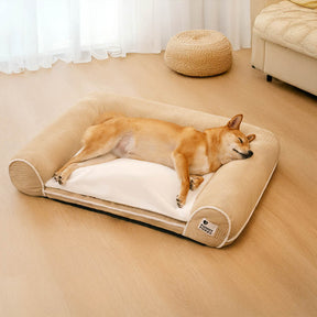 Canapé-lit orthopédique double couche en flanelle pour chien