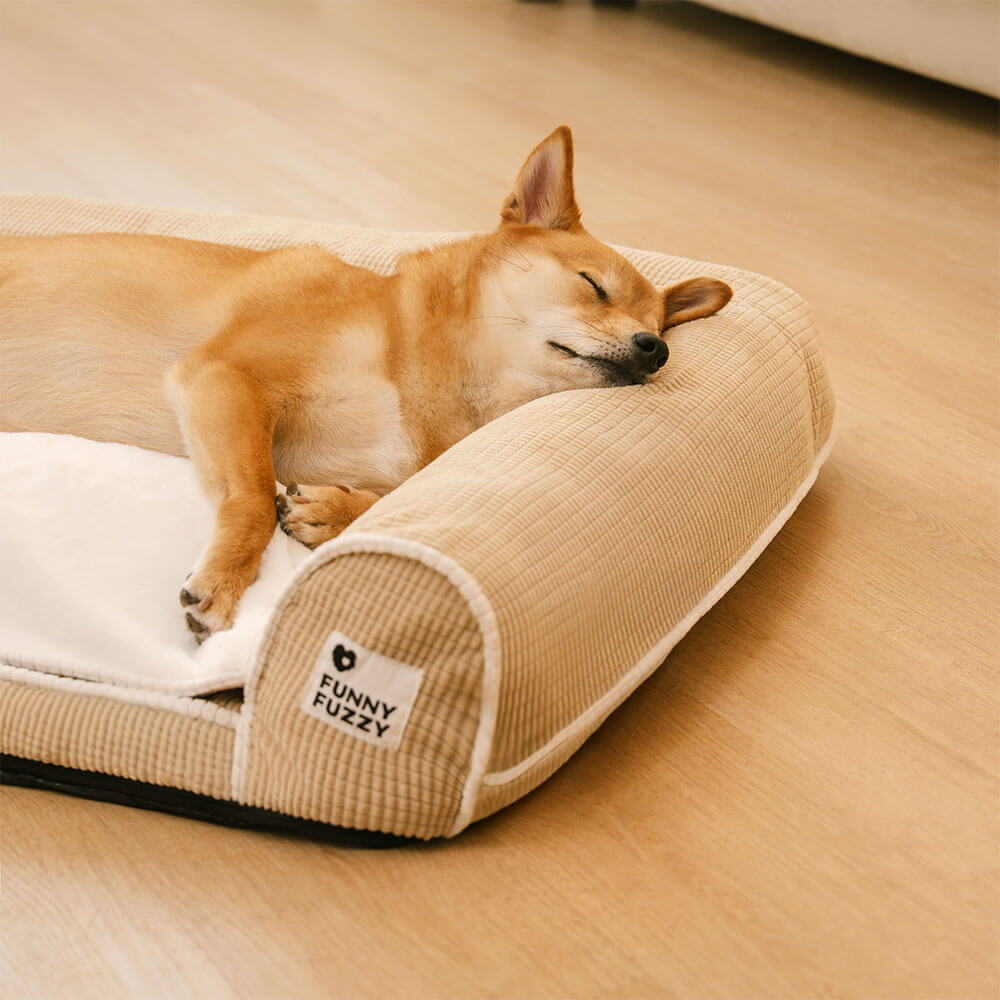 Canapé-lit orthopédique double couche en flanelle pour chien