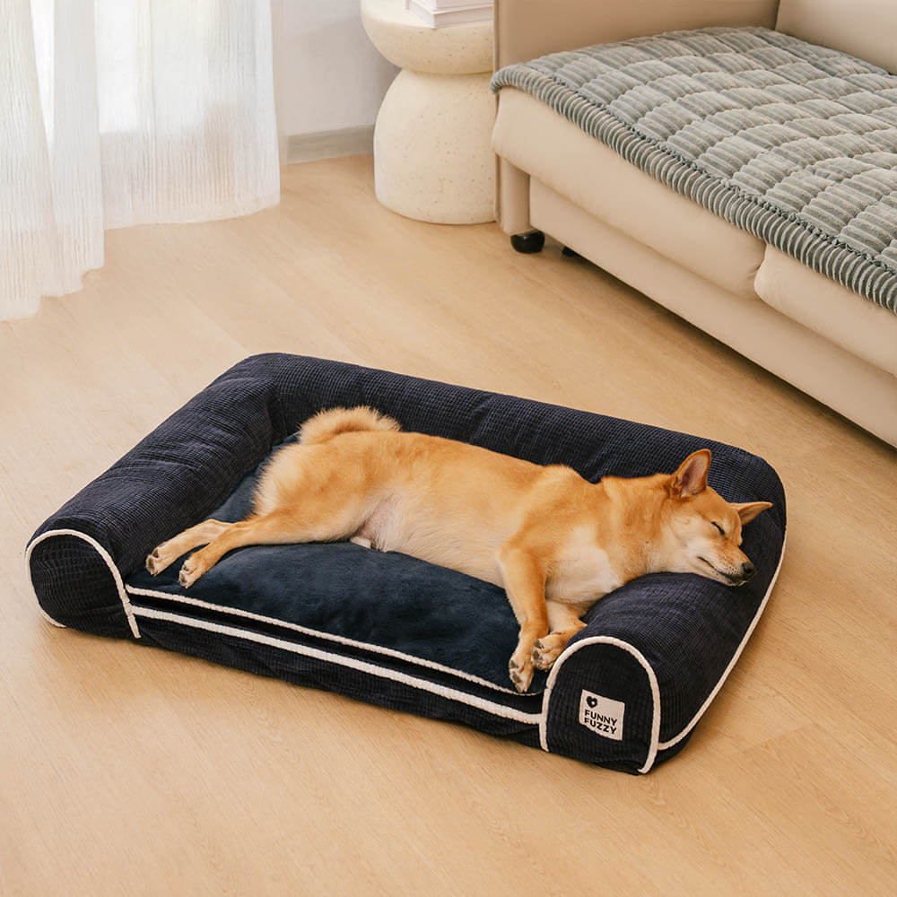 Canapé-lit orthopédique double couche en flanelle pour chien