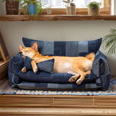 Lit Canapé pour Chien Style Patchwork Denim Double Couche