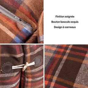 Lit réversible à carreaux doux et extensible pour chien et chat avec bouton en corne