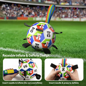 Boule de soccer pour chien avec des sangles, jouet interactif