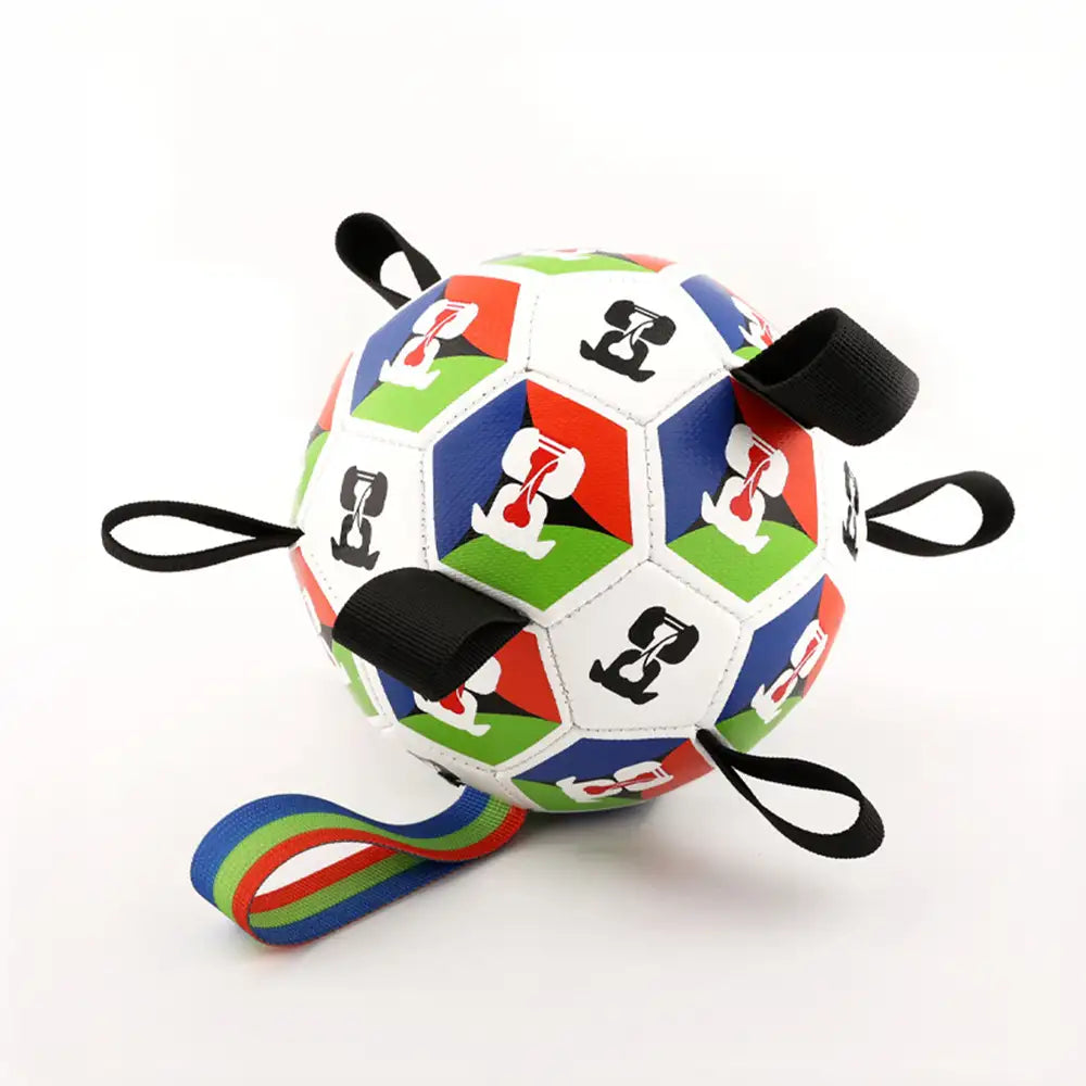 Boule de soccer pour chien avec des sangles, jouet interactif