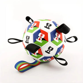 Boule de soccer pour chien avec des sangles, jouet interactif