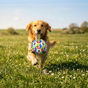 Boule de soccer pour chien avec des sangles, jouet interactif