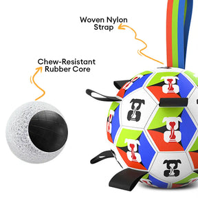Boule de soccer pour chien avec des sangles, jouet interactif