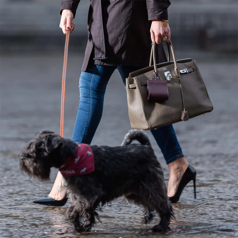 Porte-sacs à déjections canines en simili cuir élégant