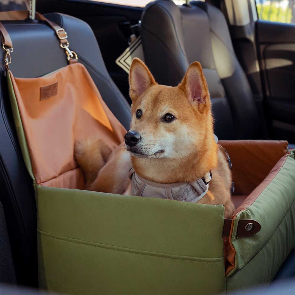 Siège d'auto pour chien surélevé en similicuir luxe - Urban Voyager