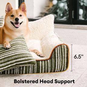 Lit Sofa Orthopédique en Velours Rayé pour Chiens et Chats avec Oreillers - Canapé Grove