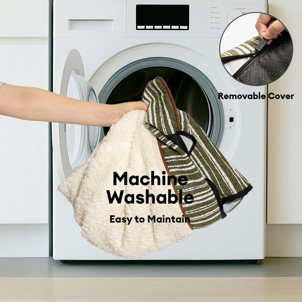 Lit Sofa Orthopédique en Velours Rayé pour Chiens et Chats avec Oreillers - Canapé Grove