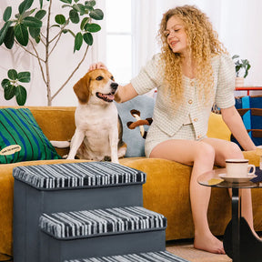 Escalier pour chien pliable avec rangement et condo - Funnyfuzzy SnugNest