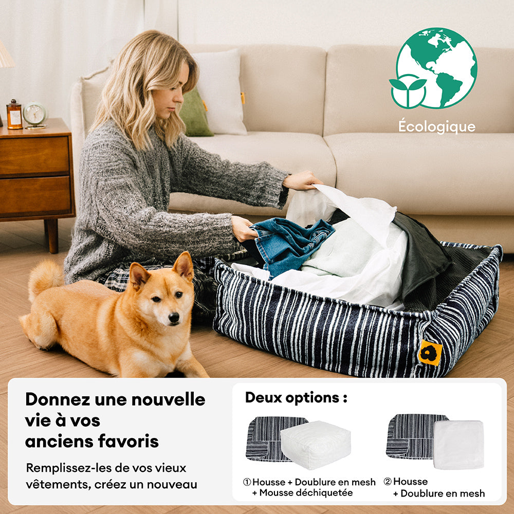 Pouf de rangement durable et lit pour chien - Funnyfuzzy SnugNest