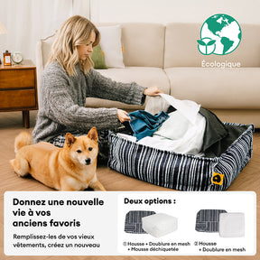 Pouf de rangement durable et lit pour chien - Funnyfuzzy SnugNest