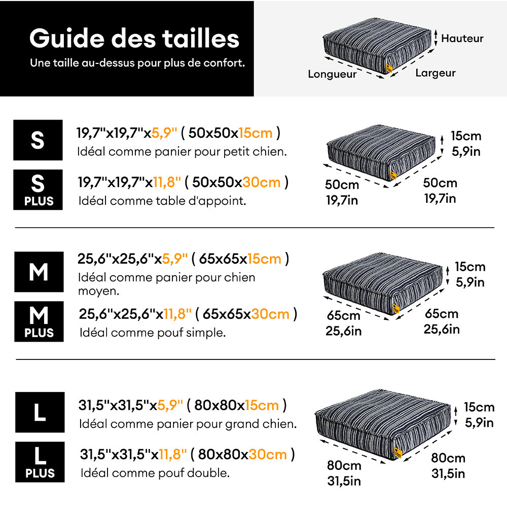 Pouf de rangement durable et lit pour chien - Funnyfuzzy SnugNest