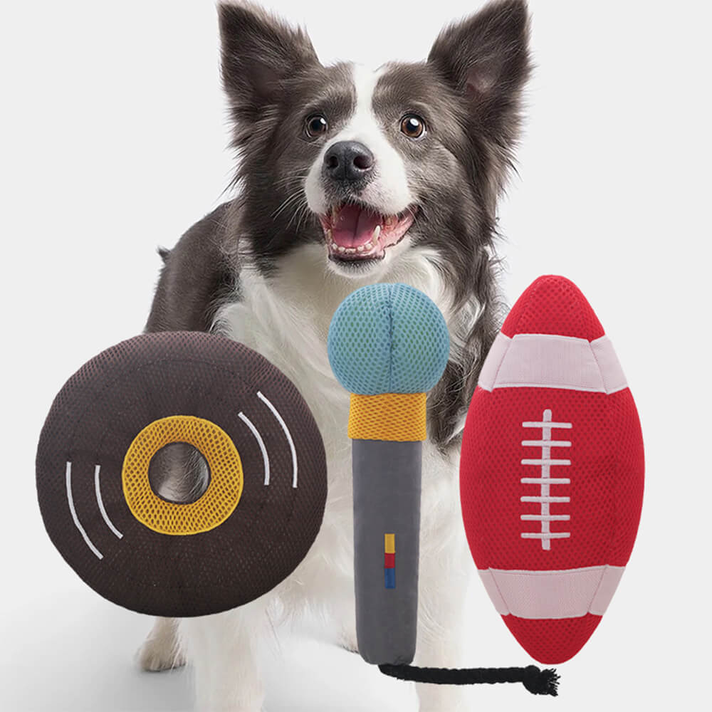 Jouet interactif en peluche pour chien avec microphone et couinement durable