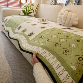 Housse de canapé antidérapante en tissu chenille résistant aux griffures style champêtre forme irrégulière
