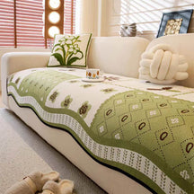 Housse de canapé antidérapante en tissu chenille résistant aux griffures style champêtre forme irrégulière