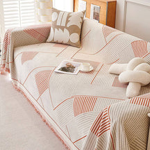 Housse de canapé en chenille à motif géométrique classique