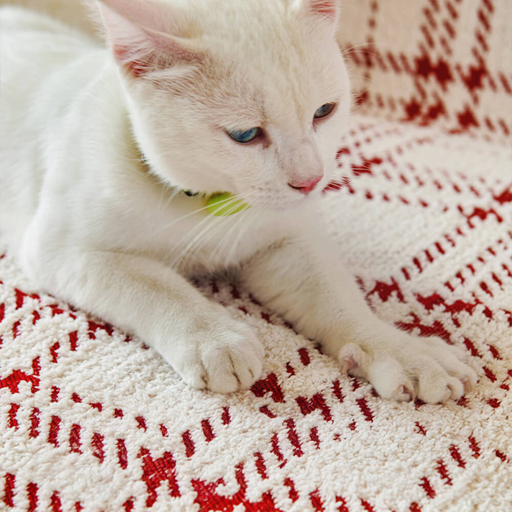 Housse de canapé une pièce en peluche confortable à carreaux classique anti rayures