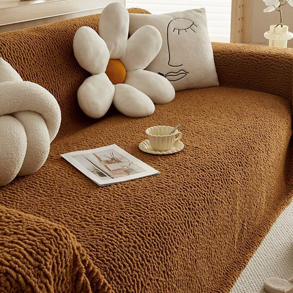 Housse de canapé durable en chenille pelucheuse effet nuage