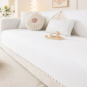Coussin rafraîchissant avec bordure en dentelle délicate et housse de canapé effet glacé