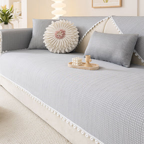 Coussin rafraîchissant avec bordure en dentelle délicate et housse de canapé effet glacé