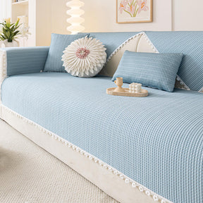 Coussin rafraîchissant avec bordure en dentelle délicate et housse de canapé effet glacé