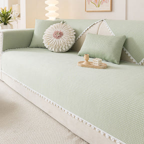 Coussin rafraîchissant avec bordure en dentelle délicate et housse de canapé effet glacé