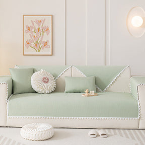 Coussin rafraîchissant avec bordure en dentelle délicate et housse de canapé effet glacé