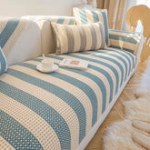 Housse de protection pour meubles anti-rayures en coton et lin à rayures