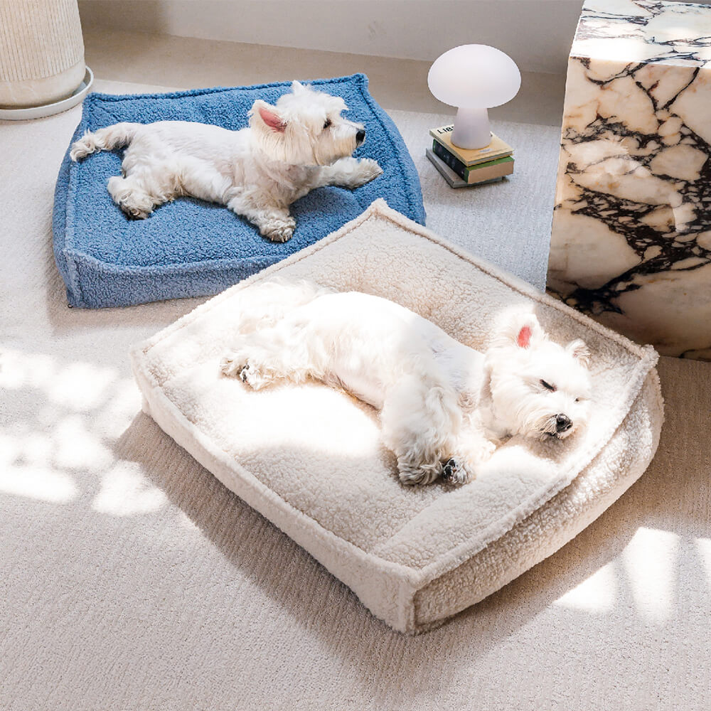 Lit rond pour chien et chat avec coussin de confort en peluche et soutien