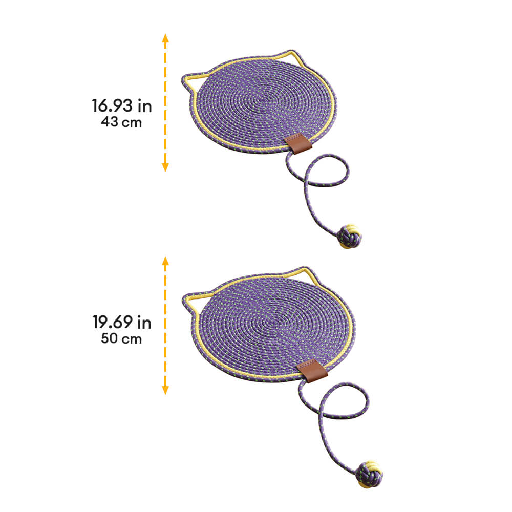 Tapis à gratter rond en forme d'oreilles de chat durable avec balle de jouet