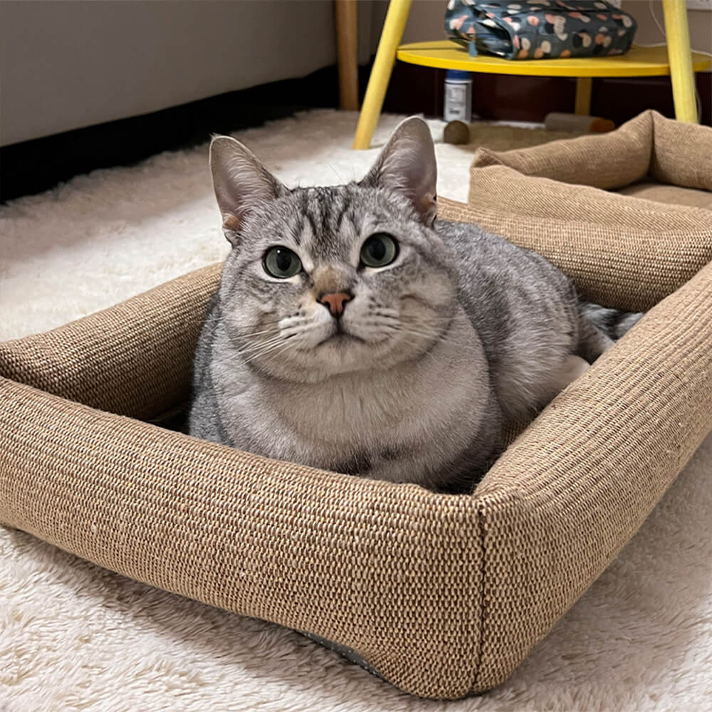 Lit pour chat en jute naturel durable et résistant aux griffures