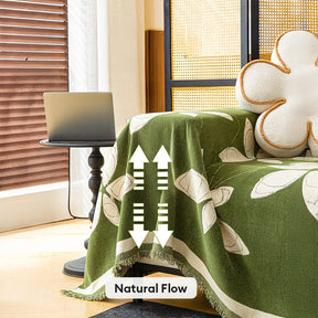 Couverture de canapé élégante en chenille réversible à motifs floraux
