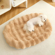 Tapis elliptique multifonctionnel en fausse fourrure de lapin pour chien et chat