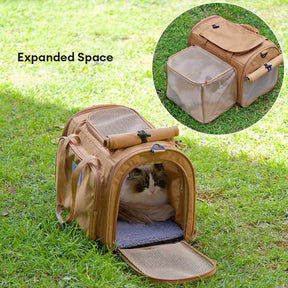 Sac de transport pour chat à bandoulière unique avec large espace extensible