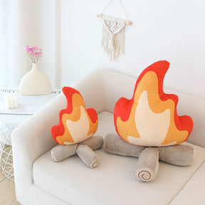 Coussin décoratif en peluche en forme de flamme pour canapé