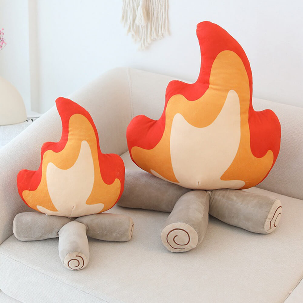 Coussin décoratif en peluche en forme de flamme pour canapé