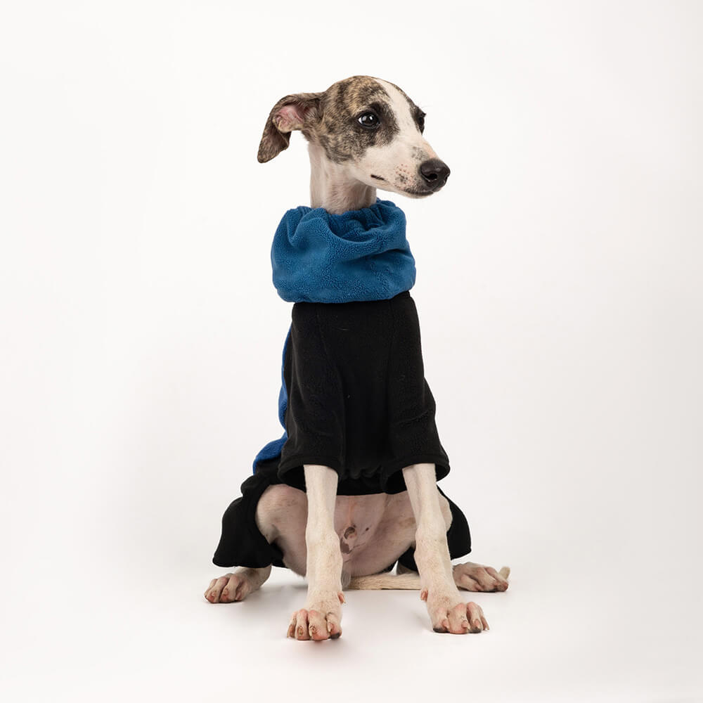 Manteau polaire chaud à quatre pattes pour chien avec col roulé amovible