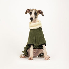 Manteau polaire chaud à quatre pattes pour chien avec col roulé amovible