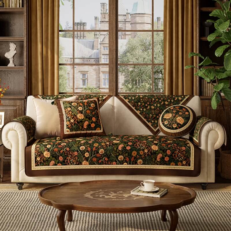 Housse de canapé antidérapante de style jardin vintage