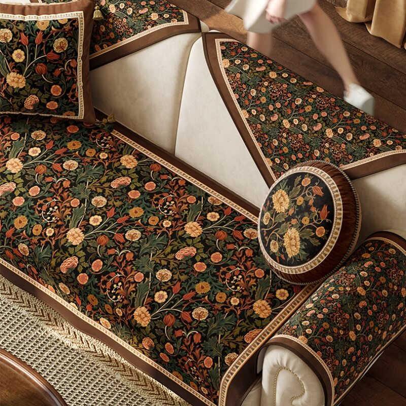 Housse de canapé antidérapante de style jardin vintage