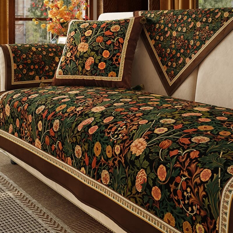 Housse de canapé antidérapante de style jardin vintage
