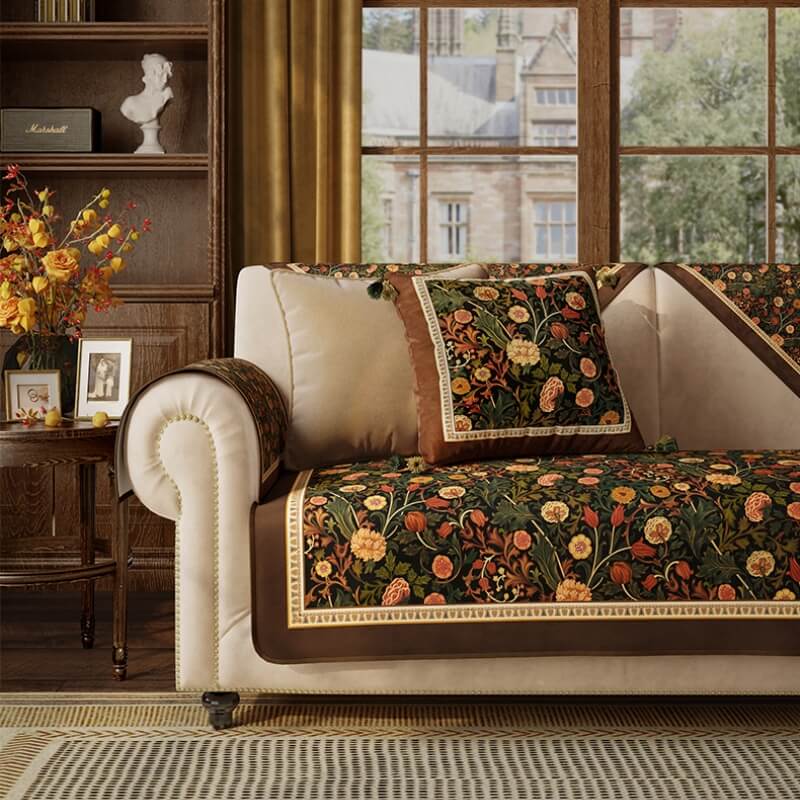Housse de canapé antidérapante de style jardin vintage