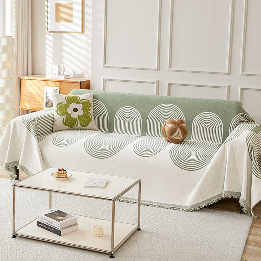 Housse de canapé réversible en chenille à motif géométrique