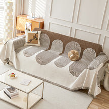 Housse de canapé réversible en chenille à motif géométrique