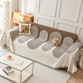 Housse de canapé réversible en chenille à motif géométrique